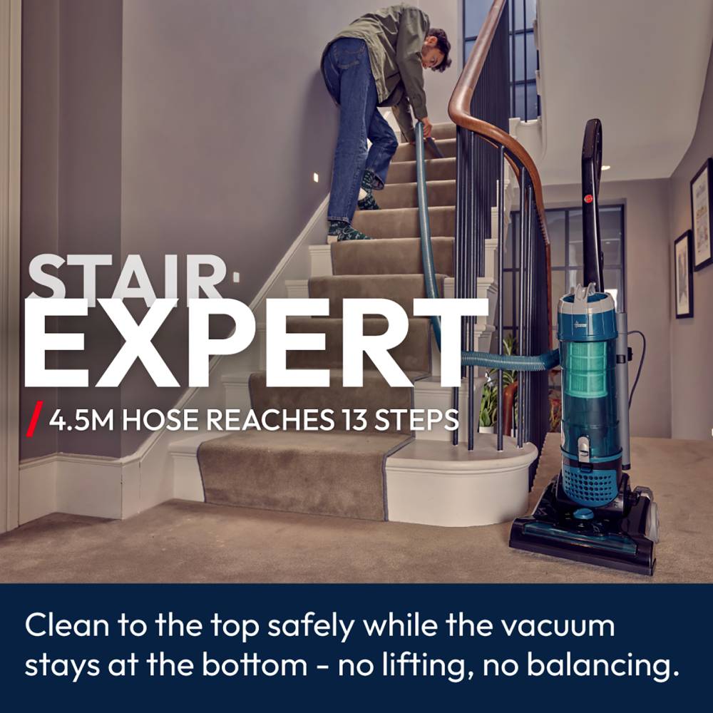 850w Upright Vacuum Cleaner With Powerful Suction, 3l Dust Cup, 5 Height Settings, Retractable Hose, Washable Epa Filter & 12.5m Cleaning Radius