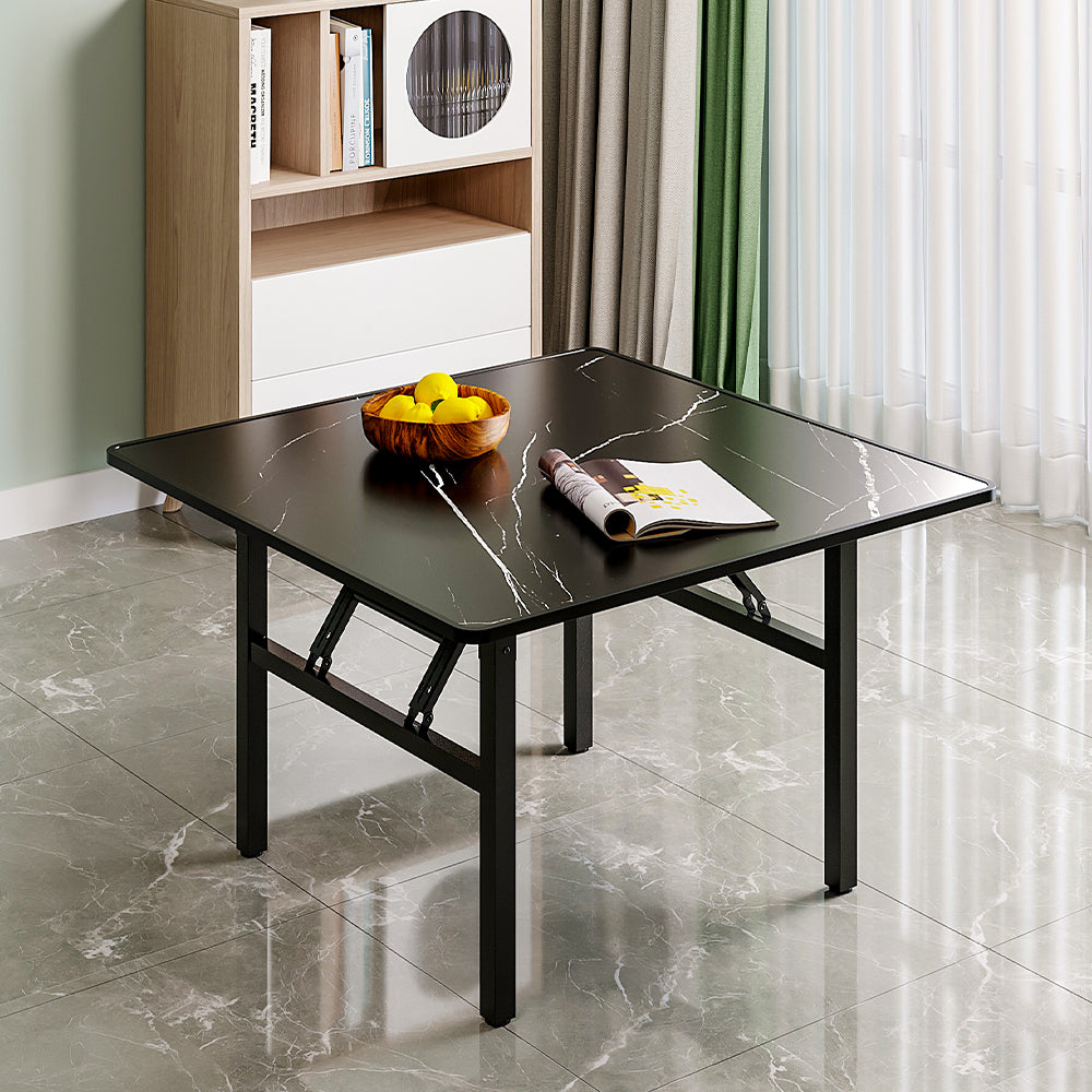 80*80*50cm Square Folding Coffee Table With Marble Effect Top | 80cm x 80cm | Black