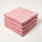Quilted Velvet Chair Pad, 40 X 40 Cm | Set-of-4 | Pink