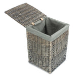 Antique Wash Square Laundry Basket With Grey Sage Lining | Small