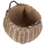 Wicker Curve Sided Antique Wash Hessian Lined Log Basket
