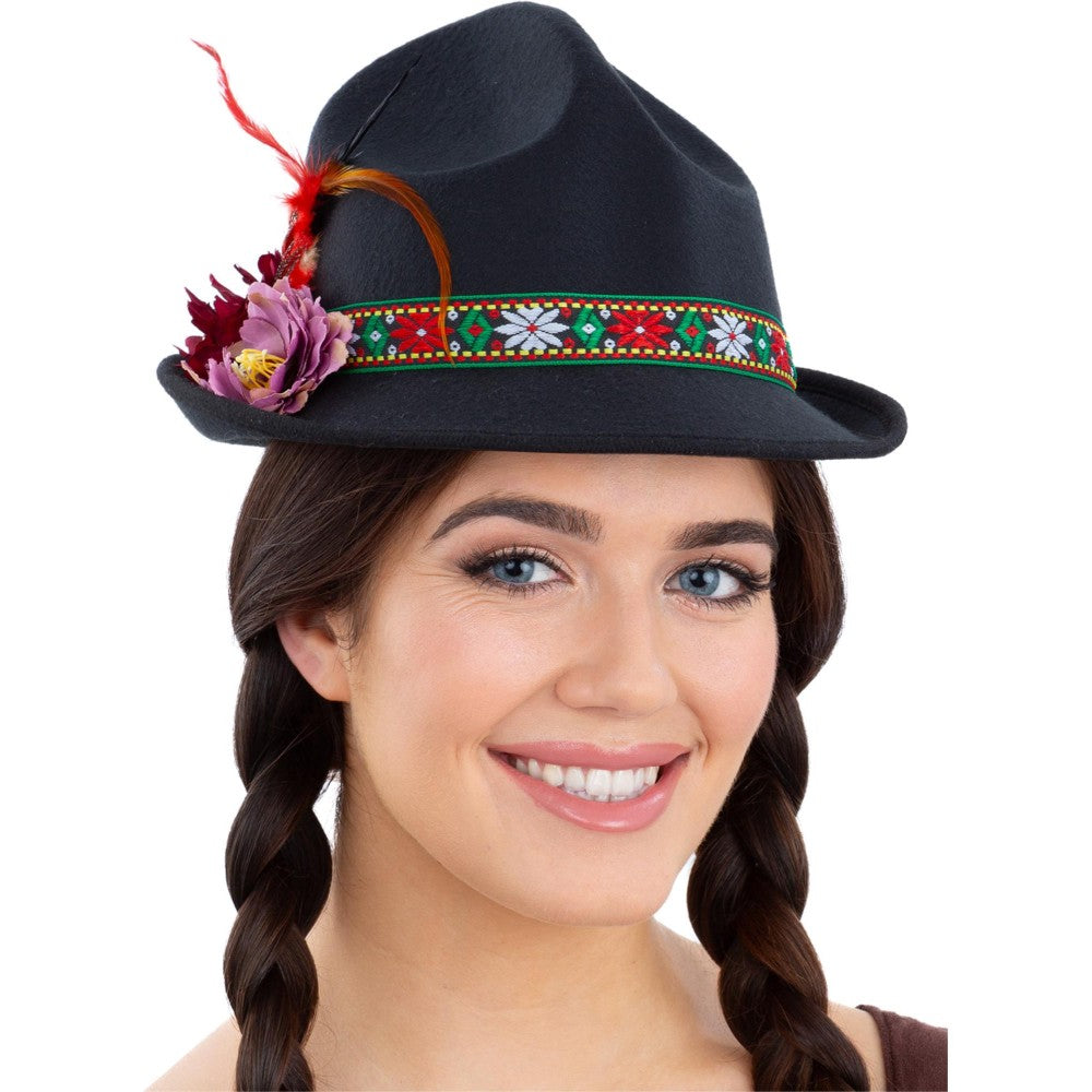 Dirndl Trenker Hat, With Feathers & Flowers