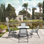 5 Piece Garden Set 4 Folding Chairs W/ Parasol Hole
