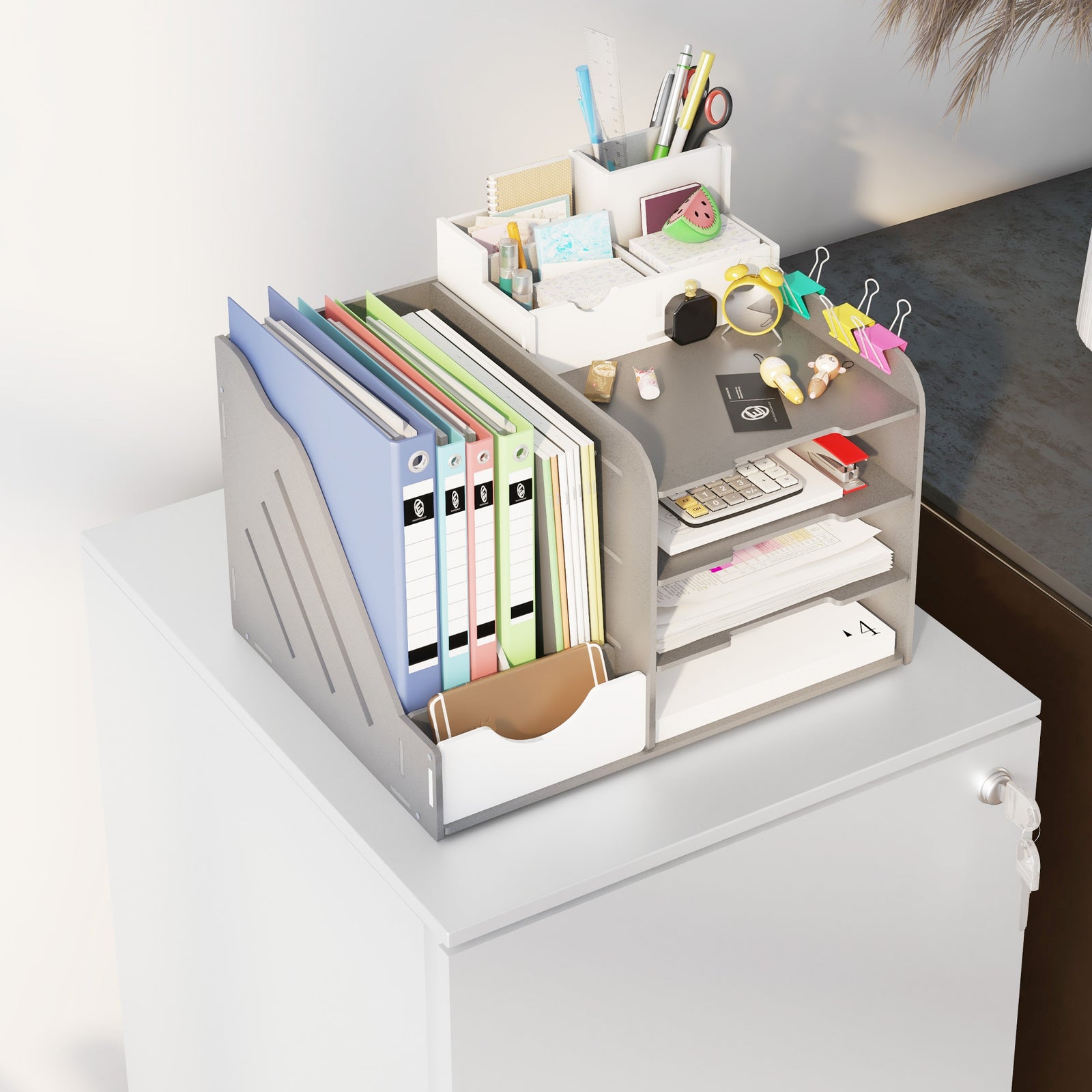 Steel File Cabinet With Lock And Hanging Bar For Letter A4 | One Size | White