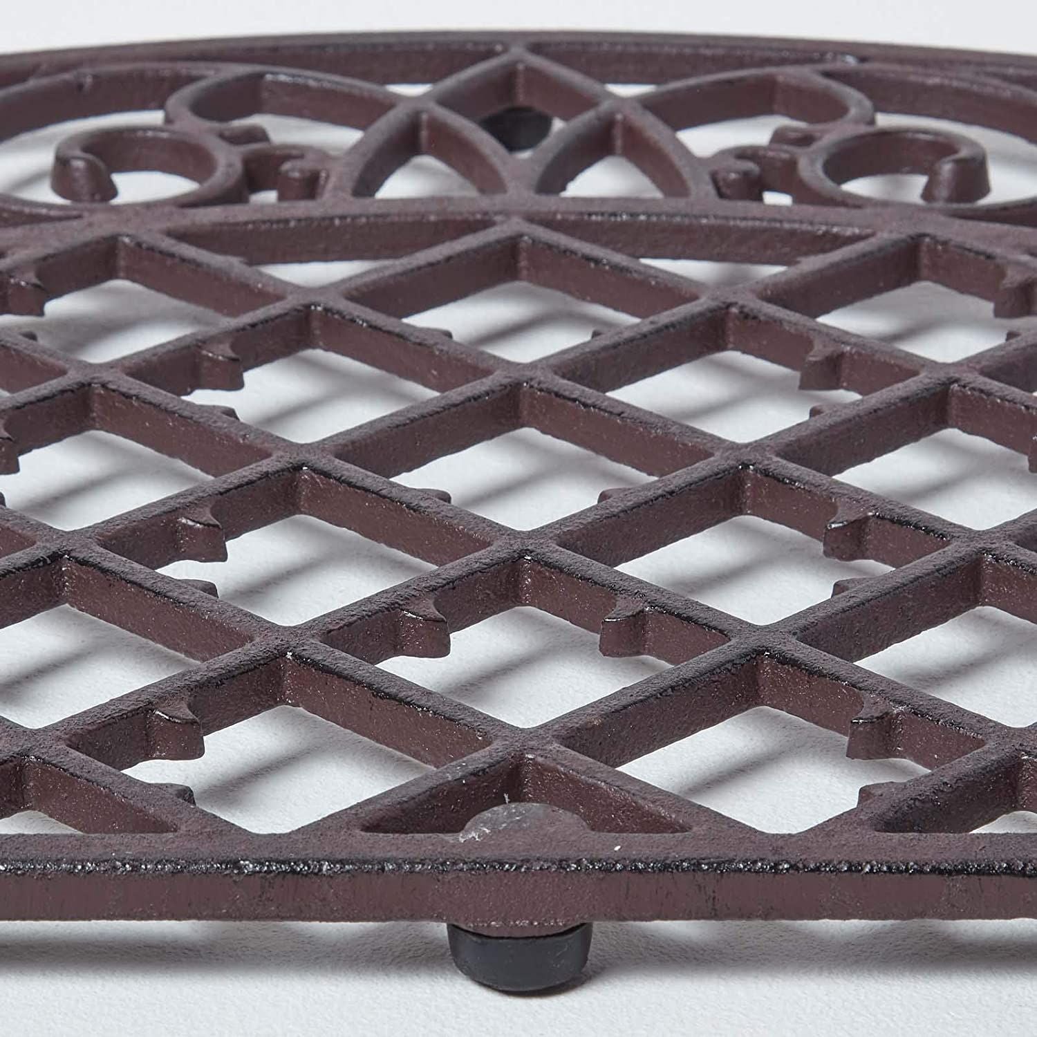 HOMESCAPES Brown Half Moon Parisian Cast Iron Doormat