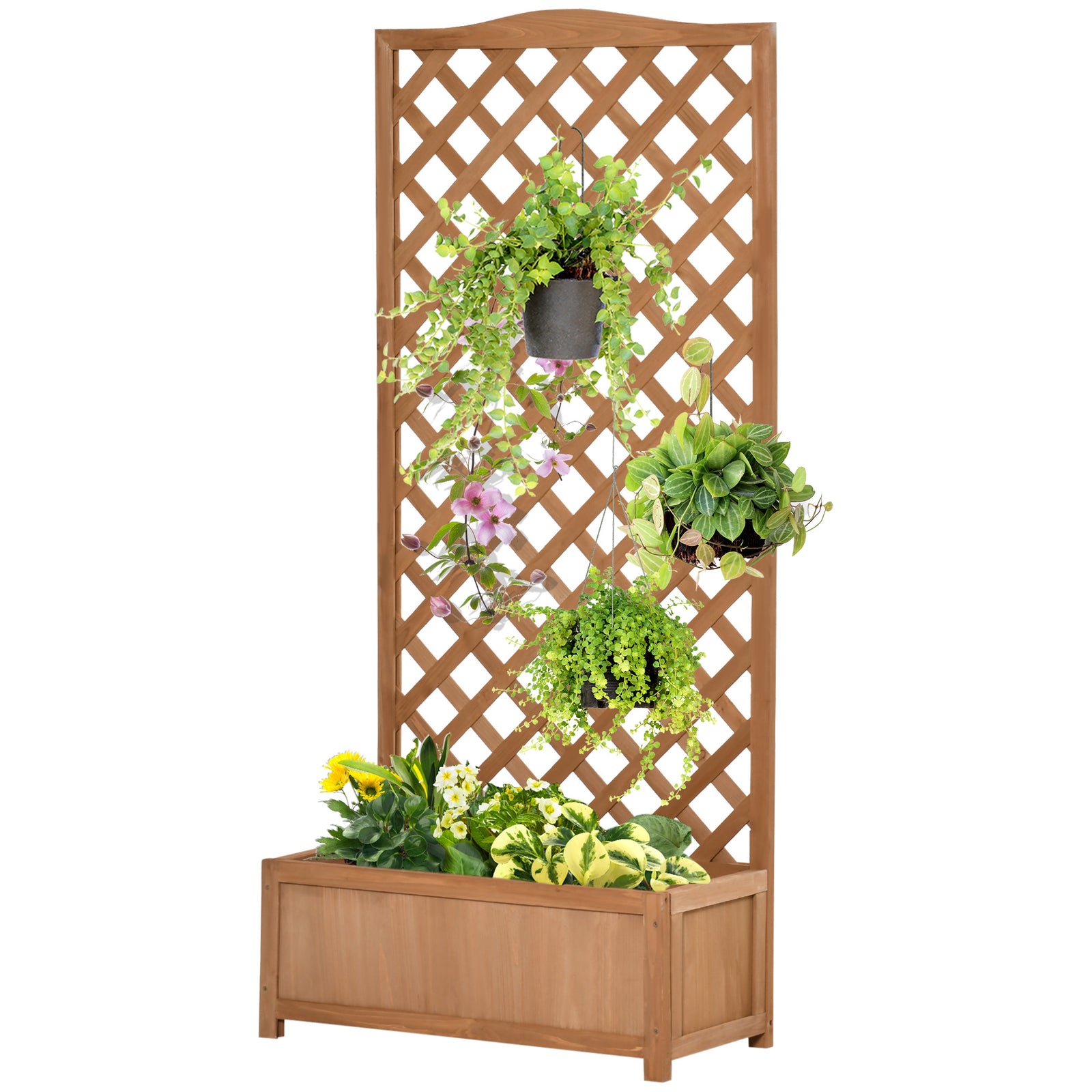 Wooden Planter Box With Trellis 76x36x170cm