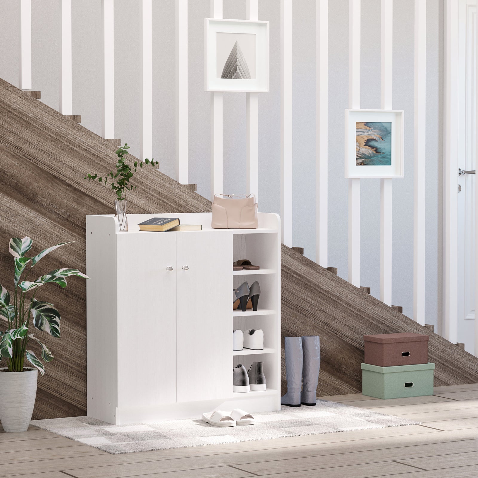 Shoe Storage Cabinet Footwear Rack Stand Adjustable Shelves