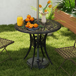 78 Cm Round Garden Dining Table W/ Parasol Hole | Bronze