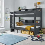 Olly Storage Bunk Bed Without Drawer With Spring Mattresses | Single | Anthracite