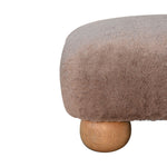 Solid Mango Wood Mocha Faux Fur Nordic Footstool
