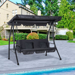 2-in-1 Patio Swing Chair 3 Seater Hammock Cushion Bed Tilt