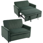 2 Seater Sofa Bed, 3-in-1 Velvet Pull Out Sleeper Sofa | Dark Green
