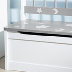 2 In 1 Wooden Kids Storage Bench, Toy Box W/ Safety Rod - Grey