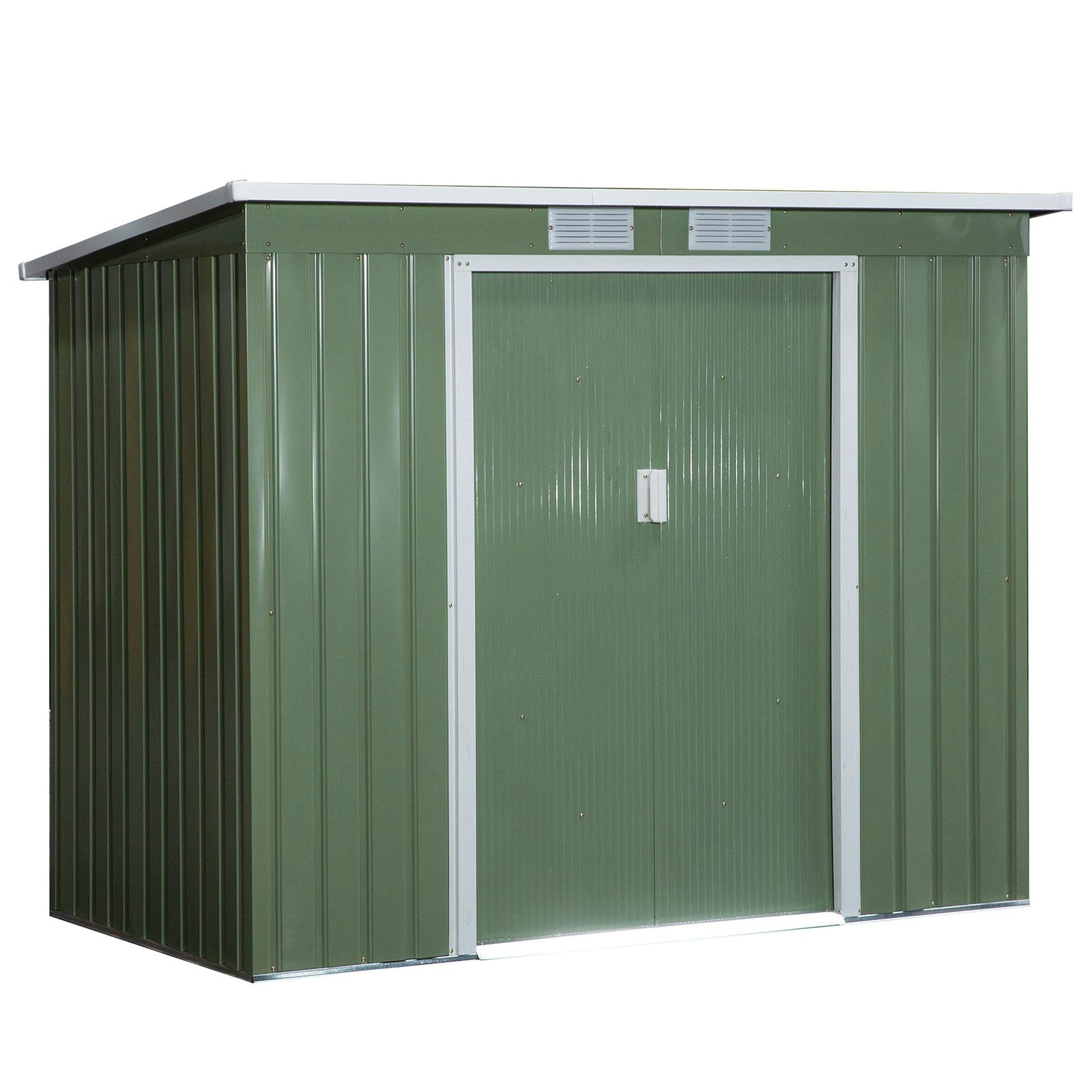 Metal Garden Storage Shed With Double Door And Ventilation | Green