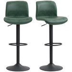 Barstools Set Of 2, Dining Stools With Backrest And Footrest | Green