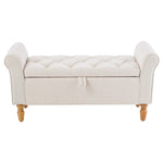 Breeins Linen Upholstered Storage Bench With Armrests