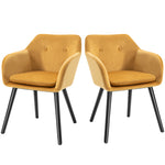 Modern Upholstered Fabric Bucket Seat Dining Room Armchairs | Yellow