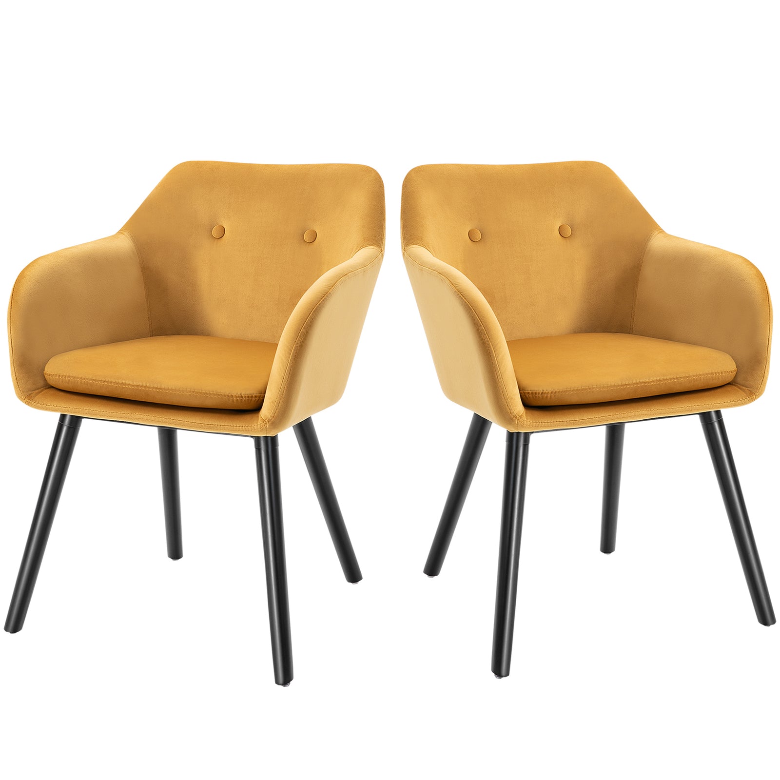 Modern Upholstered Fabric Bucket Seat Dining Room Armchairs | Yellow