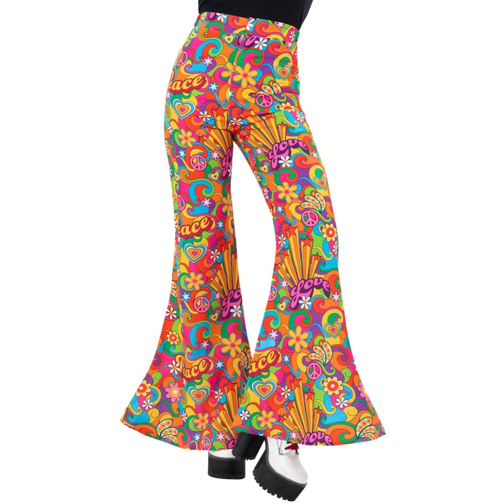 Ladies Rainbow Peace Flared Trousers | XS