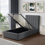 Evelynne Fabric Ottoman Bed Frame With Storage | Single | Dark Grey