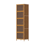 Versatile 5-tier Storage Cabinet With Transparent Doors,bamboo & Mdf Freestanding Organizer For Small Spaces
