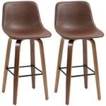 HOMCOM Counter Height Barstools Mid-back Pu Wood Legs