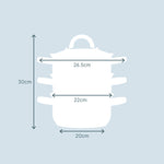 3 Tier Stainless-steel Steamer Pan | 20cm | Silver