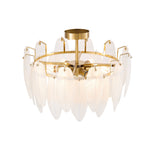 38cm Dia Frosted Glass Feather Lampshade Ceiling Light Modern Pendant Fixture