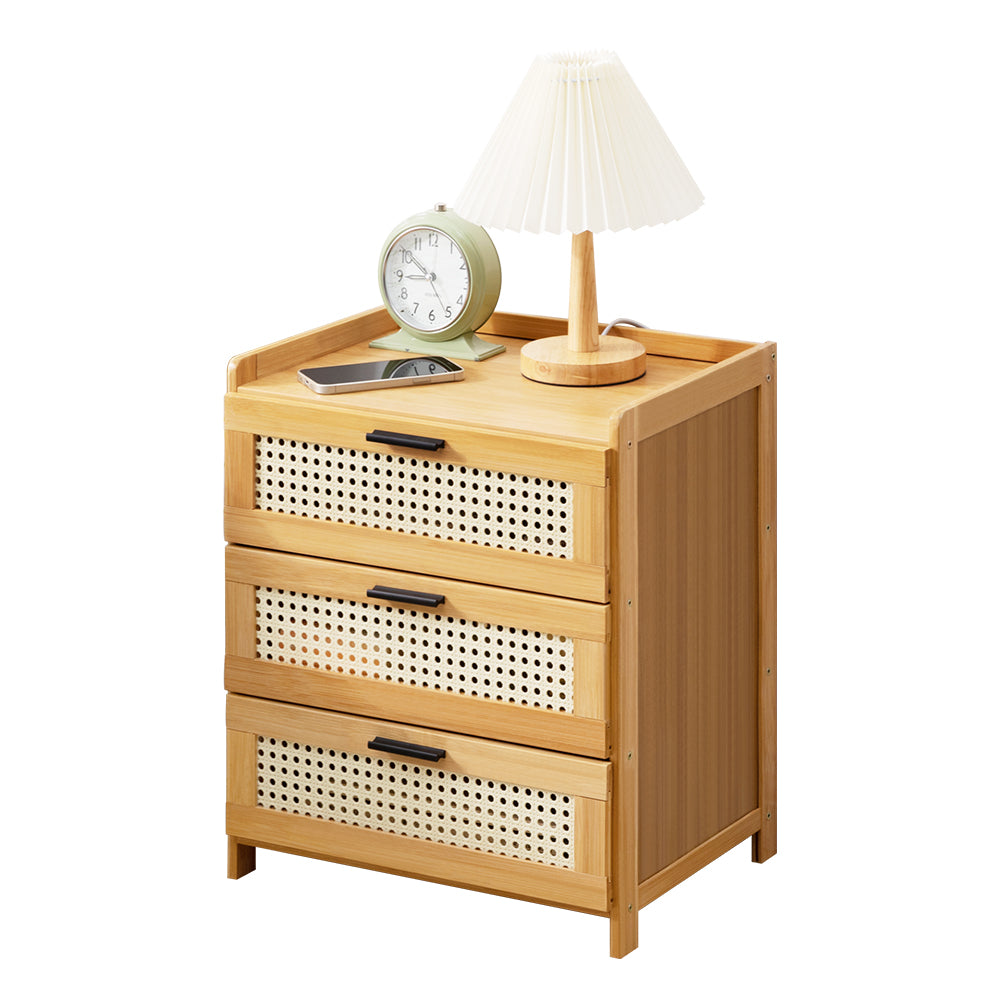 Wooden 3-drawers Nightstand For Bedroom