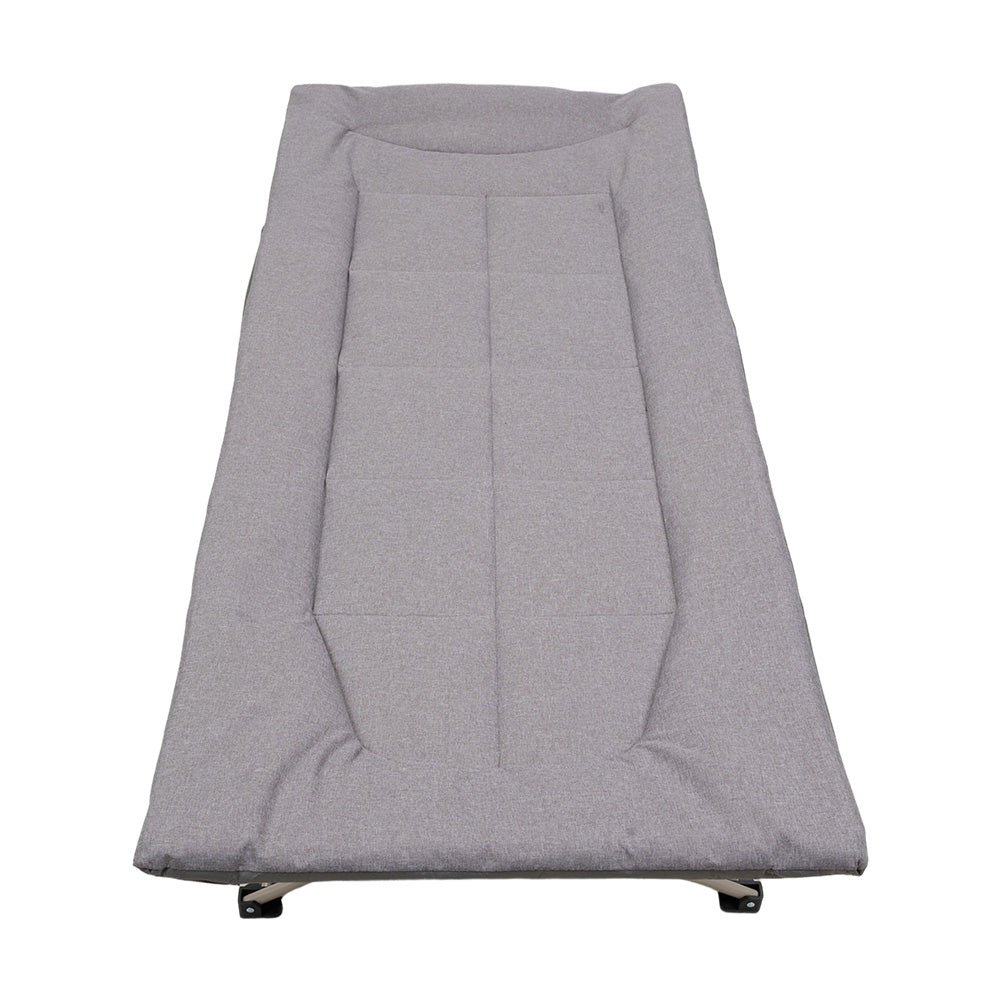 Folding Camping Cot With Mattress & Headres，wide Outdoor Camp Bed For Travel Hiking Indoor Use | Grey