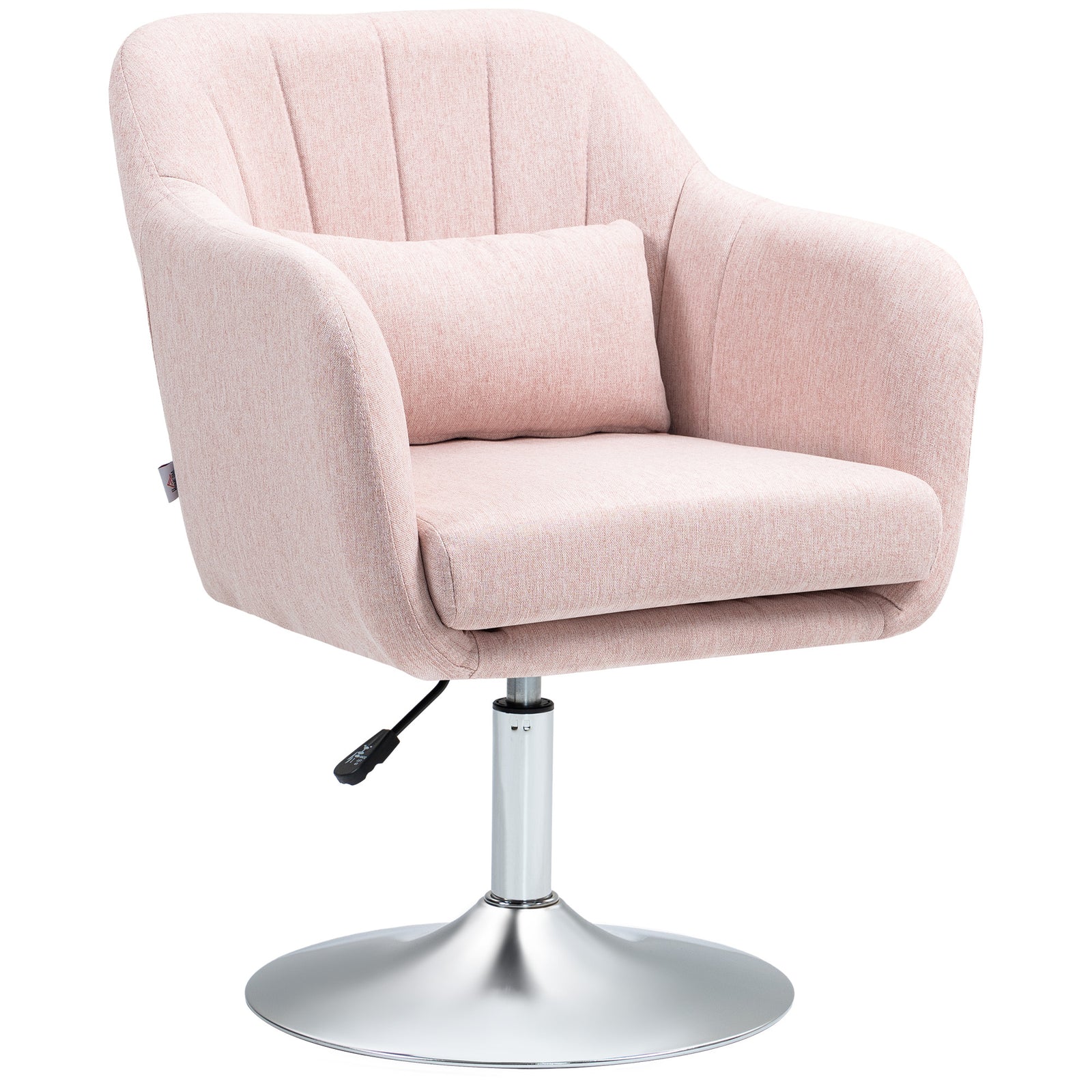 Stylish Retro Linen Swivel Tub Chair Steel Frame Cushion | One Size | Pink