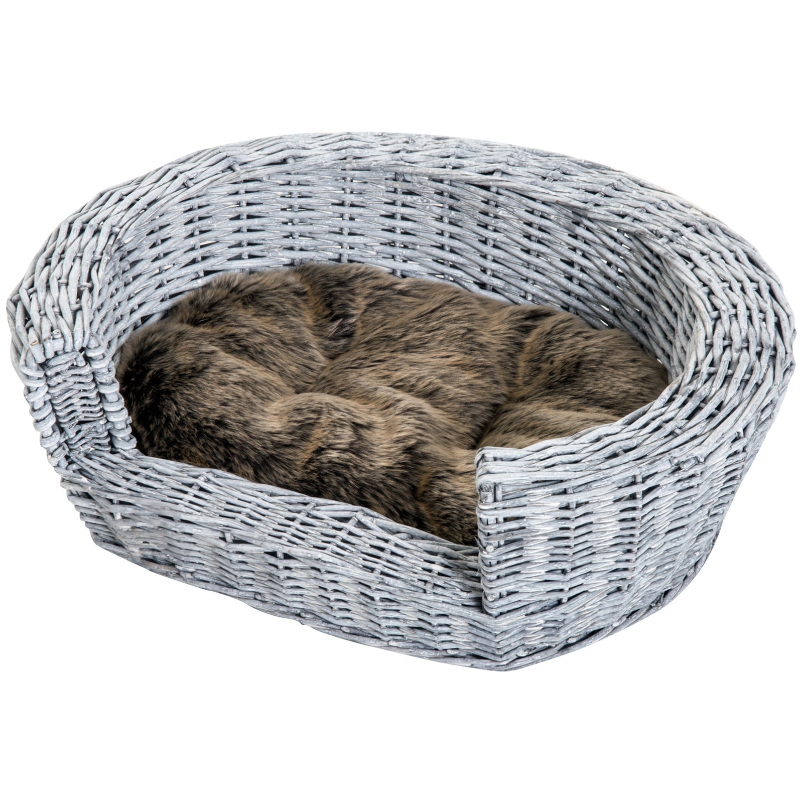 Elevated Dog Cat Couch Pet Basket Sofa Bed Wicker Willow Rattan W/cushion
