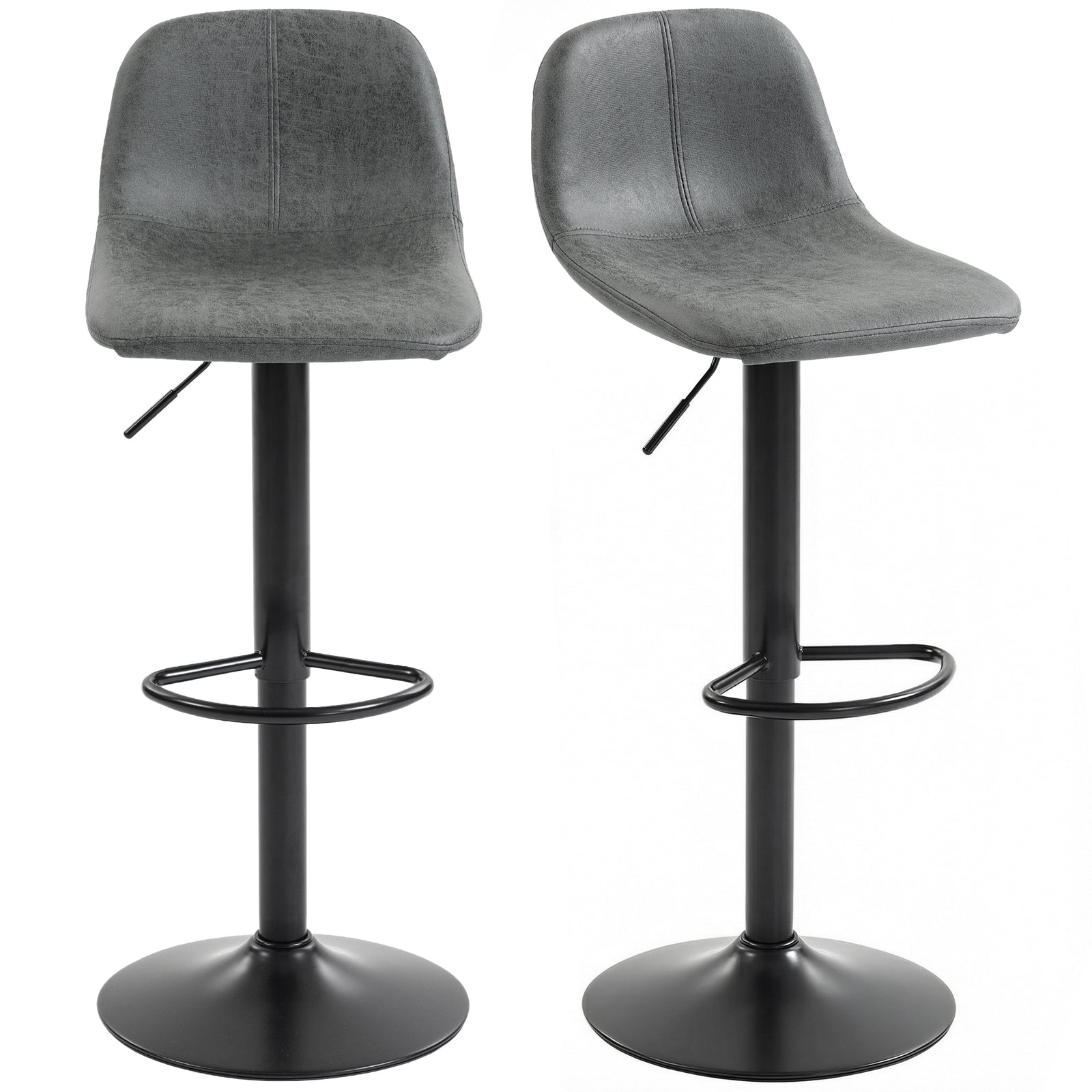 HOMCOM Bar Stools Set Of 2, Modern Swivel Barstools For Dining Room, Grey