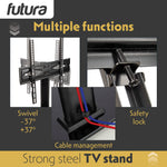 Universal Tv Table Stand 24 To 60 Inch Tvs, Swivel & Height Adjustable, 45kg Load, Max Vesa 400x400mm, Tempered Glass Base