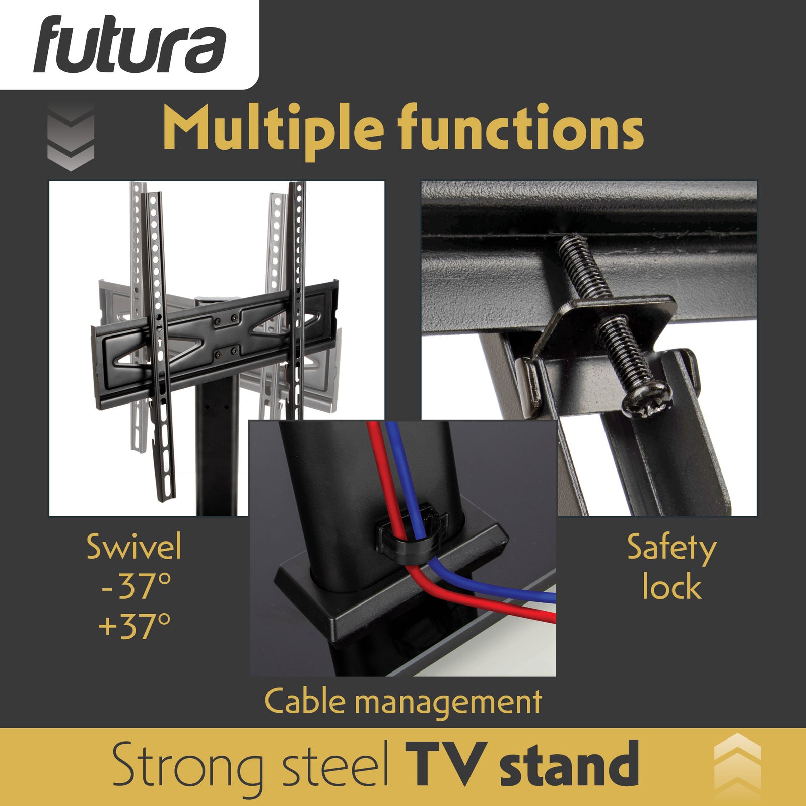 Universal Tv Table Stand 24 To 60 Inch Tvs, Swivel & Height Adjustable, 45kg Load, Max Vesa 400x400mm, Tempered Glass Base