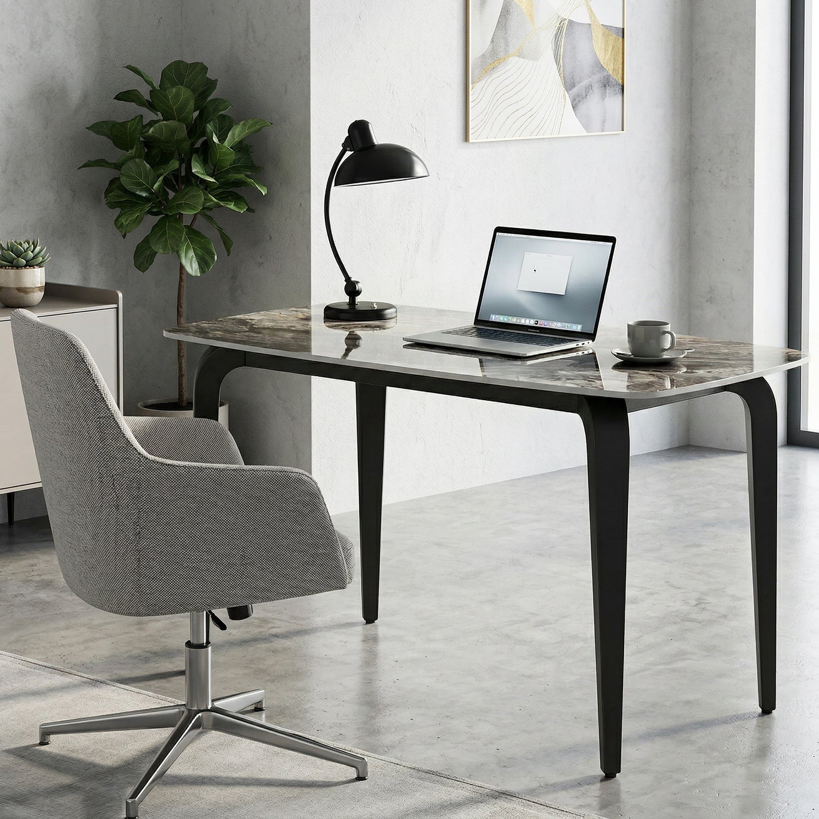 Dining Table For 4, Kitchen Table With Sintered Stone Tabletop | Brown