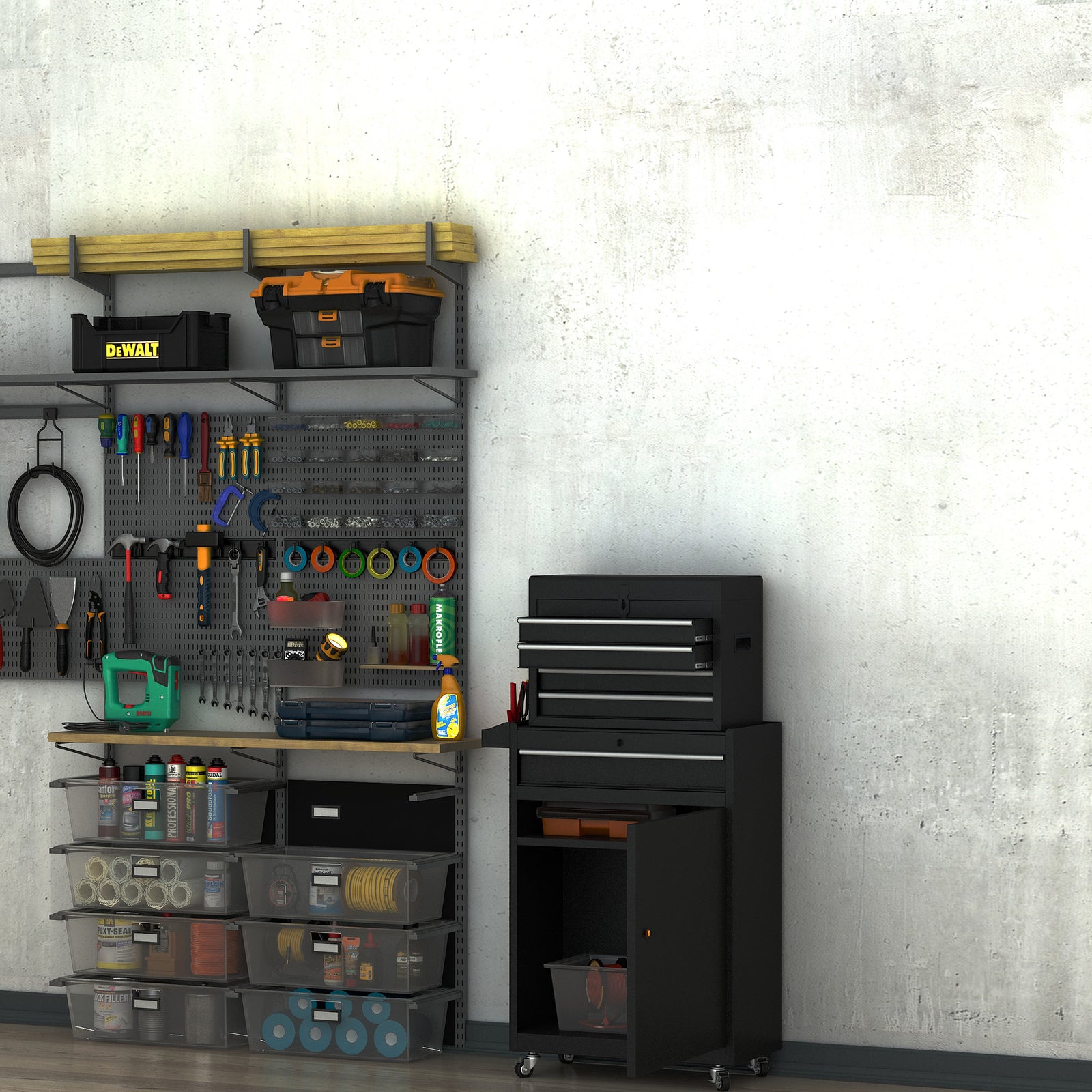 2 In 1 Metal Tool Cabinet With Pegboard