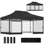 3 X 4.5 M Pop Up Gazebo With Mesh, Heavy Duty Party Tent Marquee | Black