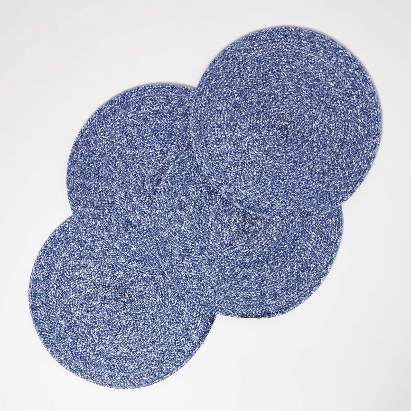 Handwoven Round Placemats Set Of 4 | 40cm | Blue