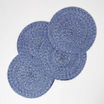 Handwoven Round Placemats Set Of 4 | 40cm | Blue