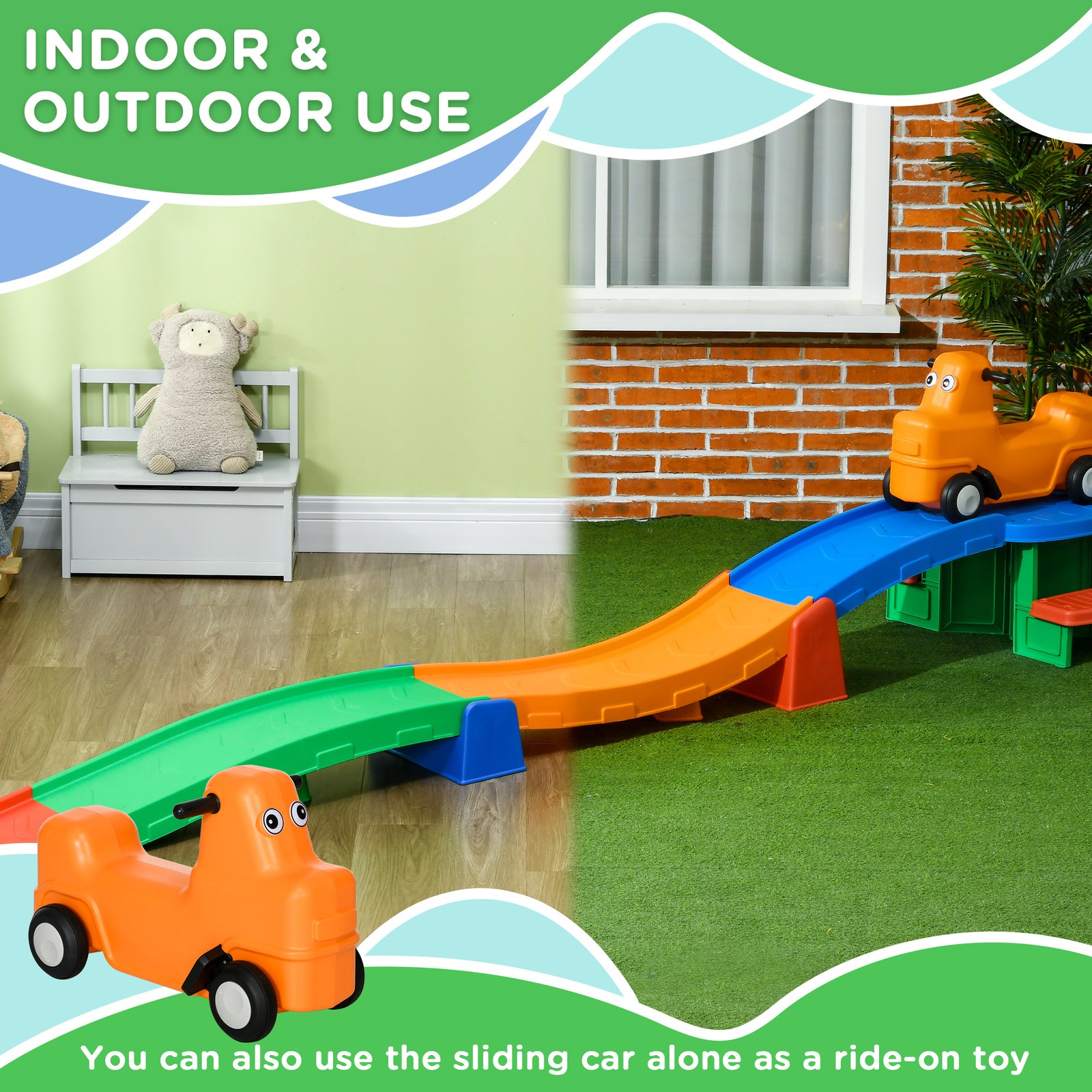 3(m) 4 Pieces Up And Down Kids Rollercoaster, For Ages 2-5 Years | Green