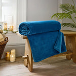 Coco Touch Flannel Throw – Luxury 140x180cm Ultra Soft Blanket | 140cm x 180cm | Blue