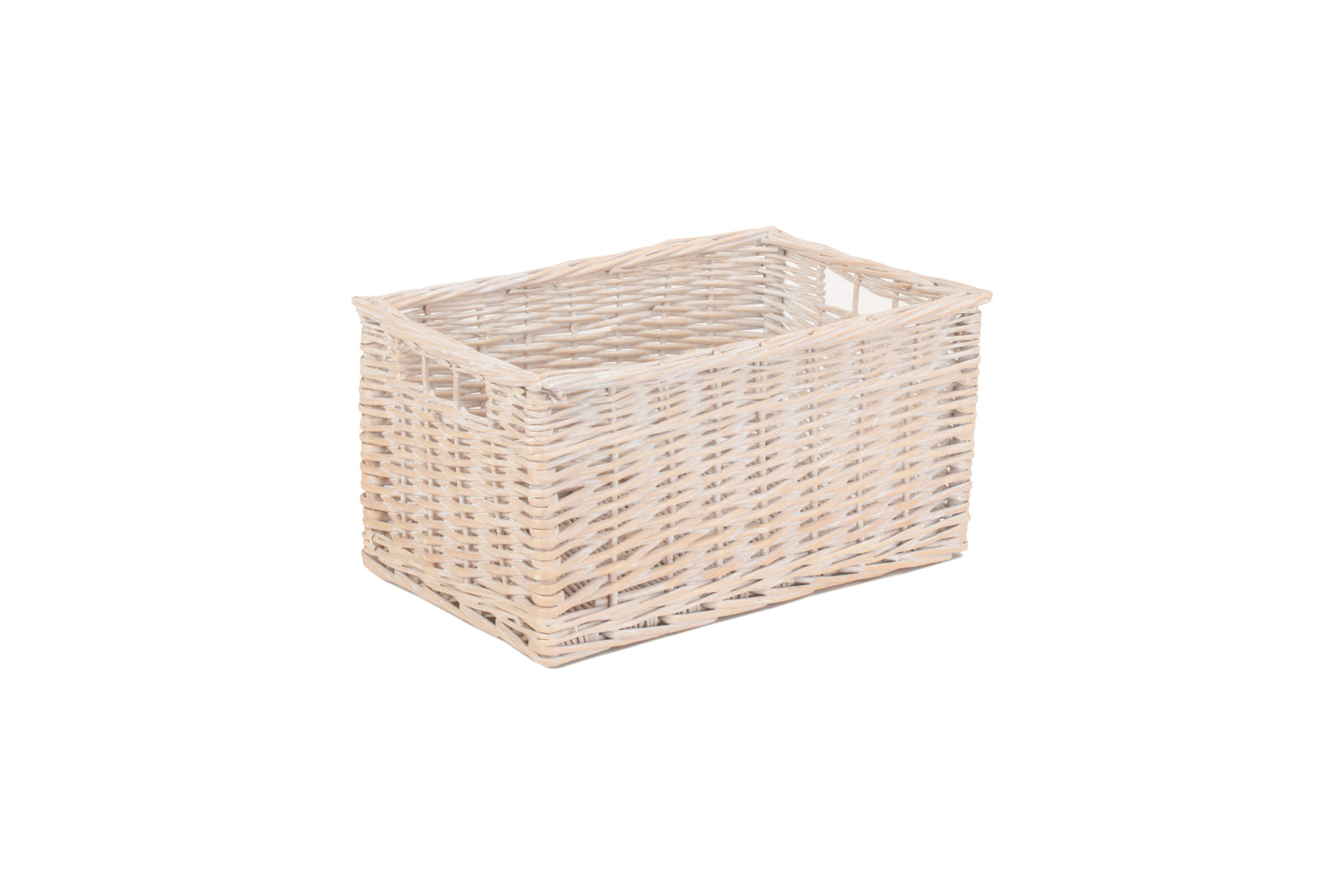 Wicker White Wash Storage Open Basket | Medium | White