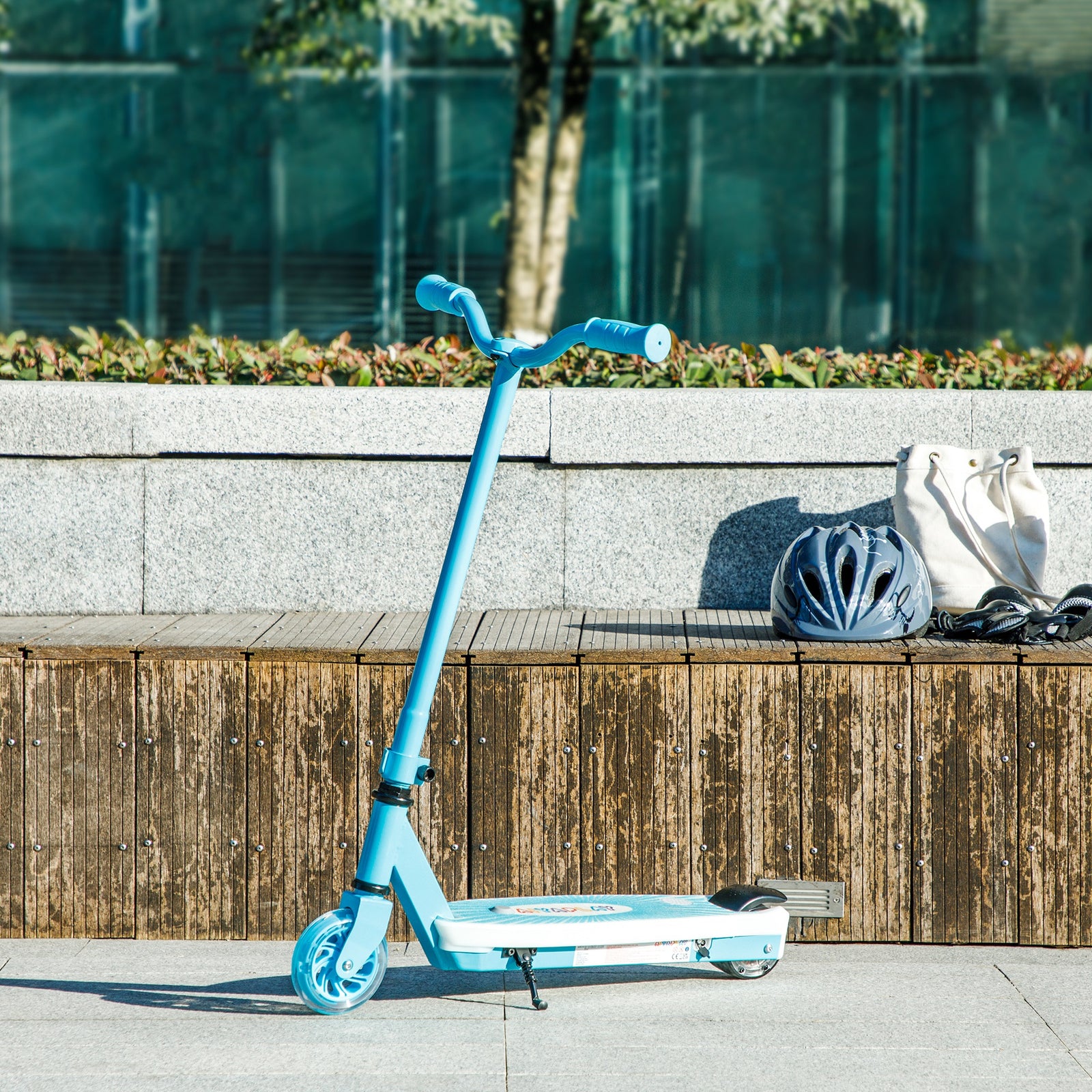 Electric Scooter For Kids 4-7, With Auxiliary Rear Wheels | Blue