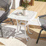 Outsunny 54 X 54cm Aluminium Outdoor Garden Side Table W/ Umbrella Hole, White
