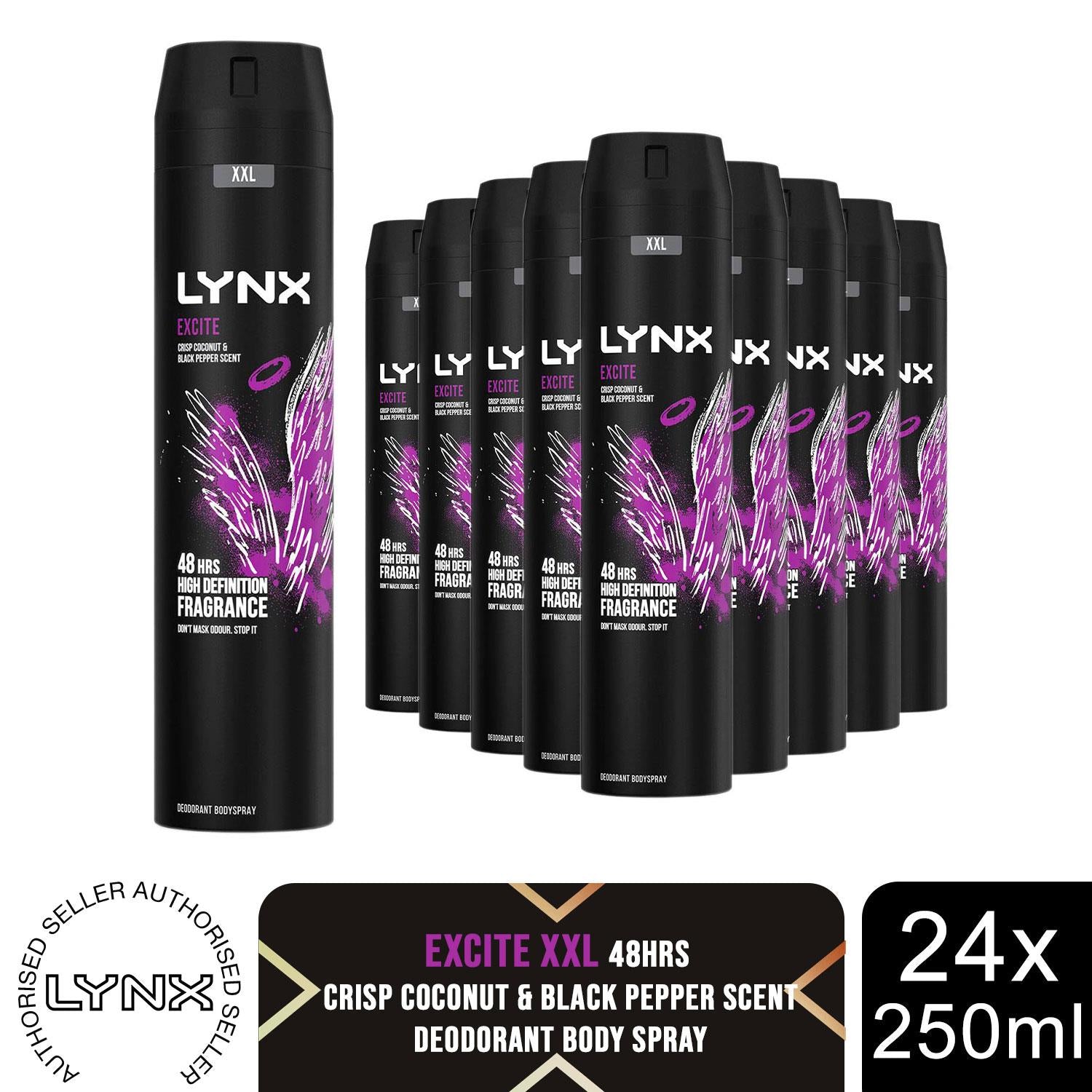 Xxl Aerosol Deodorant Body Spray Excite 48h Protection 250ml, 24 Pack | Set of 24