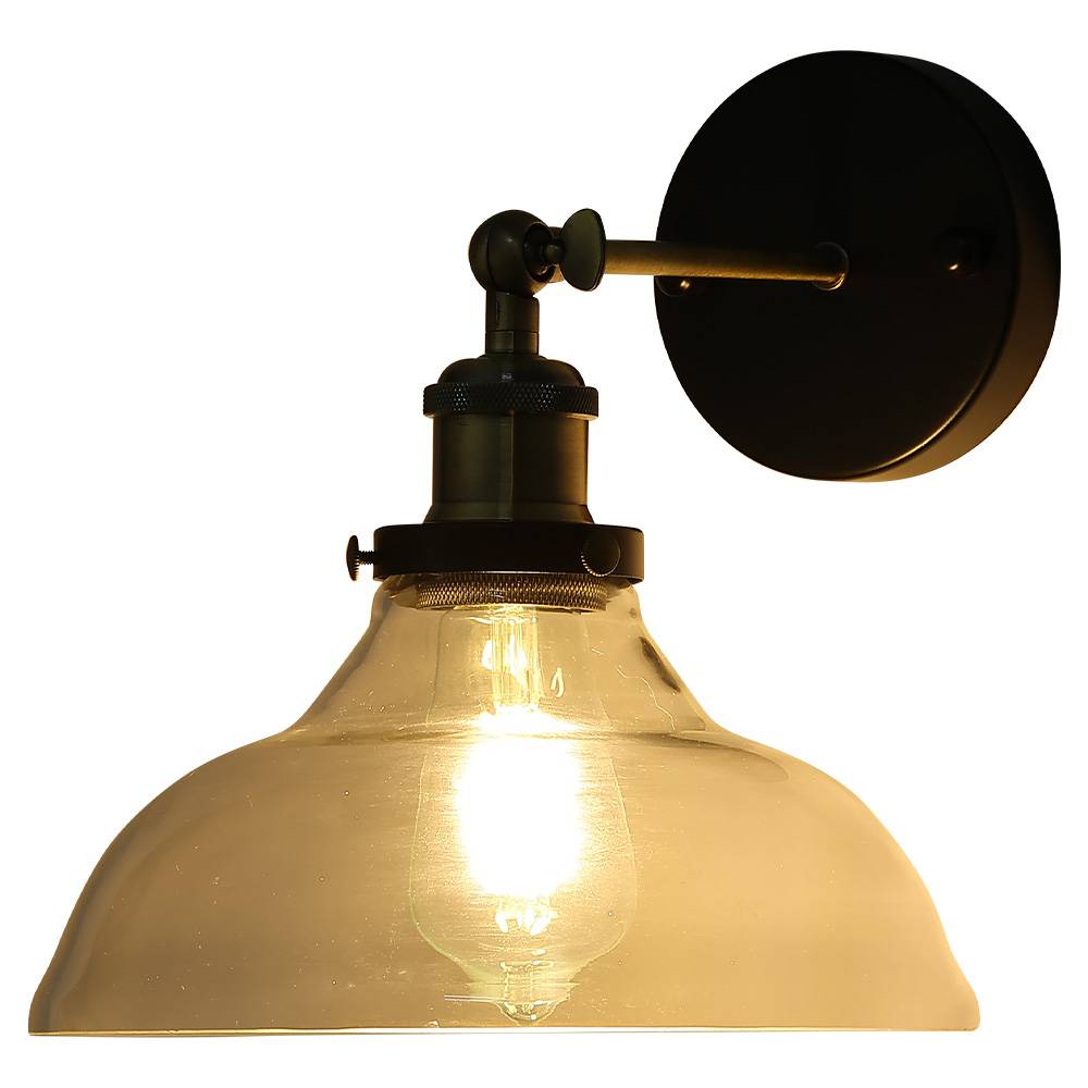 Industrial 1-light Armed Sconce With Clear Glass Shade