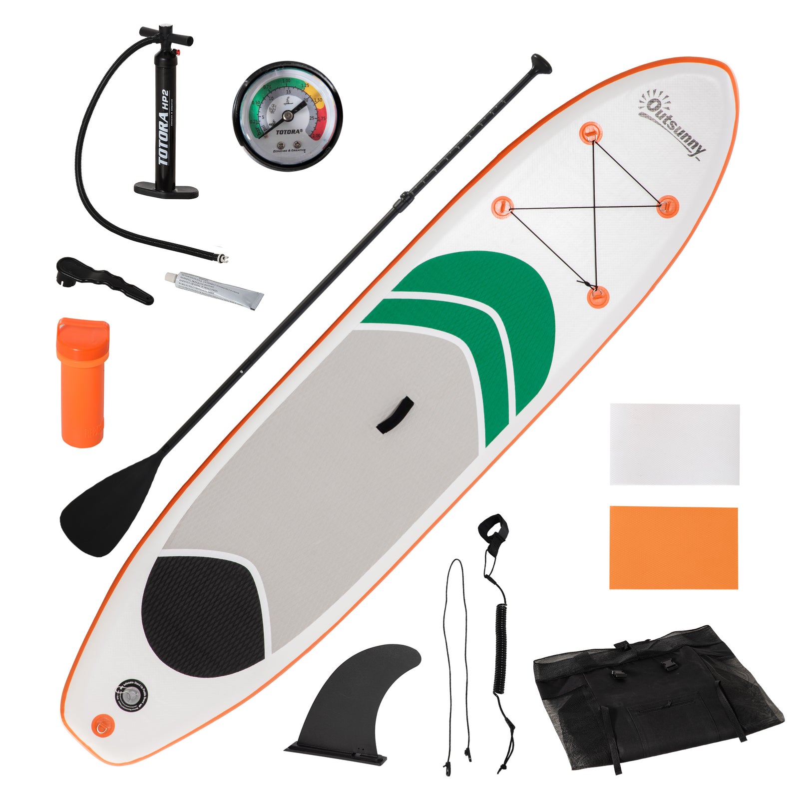 Paddle Board, 10'6", Non-slip,w/ Pump, Bag | White