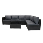 Rattan Modular 7 Piece Furniture Set - Black | Black