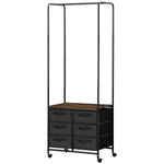 Hanging Clothes Rail Clothes Rack W/ 6 Fabric Drawers
